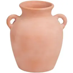 11" Orange Ceramic Terra Cotta Jug Vase with Handles