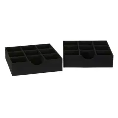 Household Essentials 9-Compartment Drawer Organizers, 2ct. Black