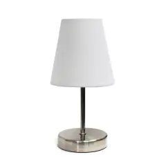 Creekwood Home Nauru 10.5" Sand Nickel Petite Metal Stick Table Lamp White