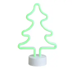 11'' Green LED Neon-Style Christmas Tree Tabletop Sign