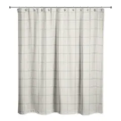 Cream and Gray Check Shower Curtain