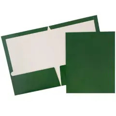 JAM Paper Laminated 2-Pocket Glossy Folders, 50ct. Green
