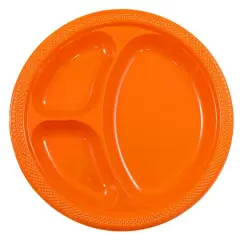 JAM Paper 10.25" Divided Plastic Party Plates, 20ct. Orange
