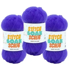 3 Pack Lion Brand&reg; Stitch Soak Scrub Yarn Sapphire