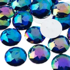 John Bead 25mm AB Acrylic Round Flat Back Rhinestones, 100ct. Royal Blue AB