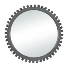 35" Mango Wood Beaded Ball Frame Wall Mirror Black