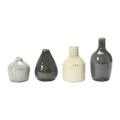 Hello Honey&reg; Stoneware Crackle Glaze Bud Vase Set Gray Tone