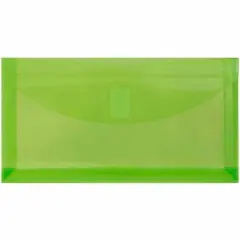 JAM Paper 5.25" x 10" Plastic #10 Hook & Loop Envelopes with 1" Expansion, 24ct. Lime Green
