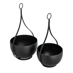 Hello Honey&reg; Black Decorative Hanging Metal Planter Set