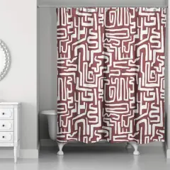 Woogly Shapes Shower Curtain Maroon