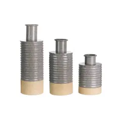 Glitzhome&reg; Two-Tone Gray & Brown Metal Farmhouse Vase Set