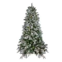 7.5ft. Pre-Lit Real Touch&trade;️ Flocked Rosemary Emerald Angel Pine Artificial Christmas Tree, Clear LED Lights