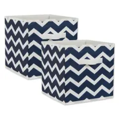 DII&reg; 11" Nonwoven Polyester Chevron Storage Cubes, 2ct. Nautical Blue