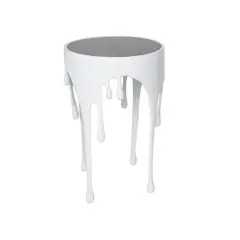 White Aluminum Drip Accent Table with Melting Designed Body