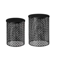 Glitzhome&reg; Multi-Functional Metal Accent Table Set Black