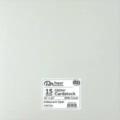 PA Paper&trade; Accents Glitter 12" x 12" Cardstock, 15 Sheets Irid Opal