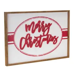 27.5" White & Red Merry Christmas Sign Holiday D&eacute;cor