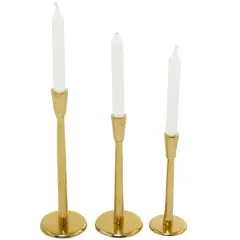 Gold Aluminum Tapered Candle Holder Set