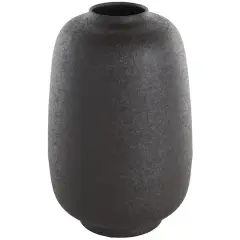 12" Black Textured Rounded Metal Vase