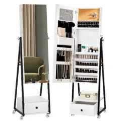 NEX&trade; 5ft. Pure White Jewelry Armoire on Casters with Chest Drawer