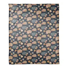 Sweet Harvest Pattern Blue Coral Fleece Blanket