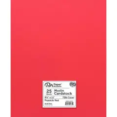 PA Paper&trade; Accents Muslin 8.5" x 11" 73lb. Cardstock, 25 Sheets Popsicle Red