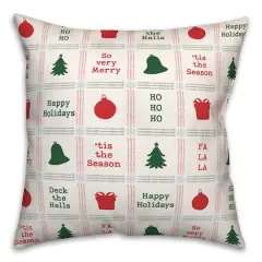 Xmas Icon Grid Pattern 18" x 18" Spun Poly Pillow