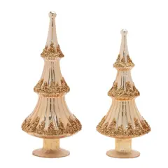 Gold Beaded Glass Holiday Tree Set