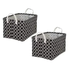 DII&reg; Extra Large Lattice PE-Coated Cotton Polyester Laundry Bin, 2ct. Black