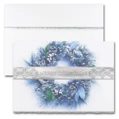 JAM Paper 5" x 7" Merry Christmas Wreath Blank Cards & Matching Envelopes Set, 25ct.