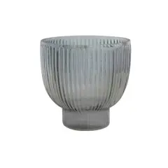 Hello Honey&reg; 6" Gray Modern Pleated Glass Footed Candle Holder Or Vase