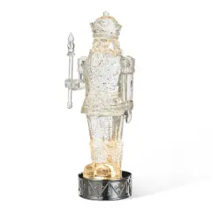 Glitzhome&reg; 12.5" Lighted Acrylic Crystal Nutcracker Figurine Waterglobe