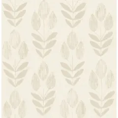 NuWallpaper Cream Folk Tulip Peel & Stick Wallpaper