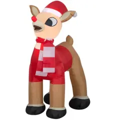 3.5ft. Airblown&reg; Inflatable Christmas Standing Rudolph in Santa Hat