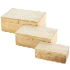 Brown & Whitewashed Scroll Storage Box Set