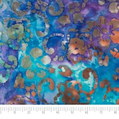 SINGER Batik Green & Purple Flower Cotton Fabric