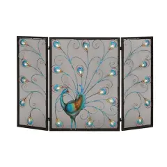 Black Metal Eclectic Fireplace Screen, 32" x 48" x 1"