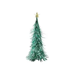 13.75" Tinsel Christmas Cone Tree Tabletop D&eacute;cor by Ashland&reg; Teal