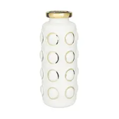 White Stoneware Contemporary Vase, 16" x 6" x 7"