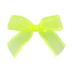 JAM Paper 7/8" Sheer Satin Edge Twist Tie Bows, 100ct. Neon Yellow