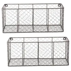 DII&reg; Medium Gray Wall Mount Chicken Wire Baskets, 2ct.