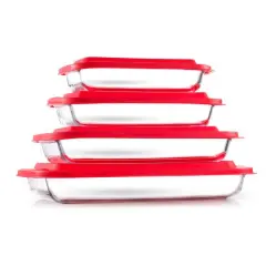JoyJolt&reg; Red Glass Bakeware Containers Set