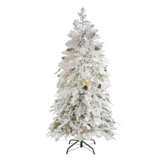 5ft. Pre-Lit Flocked Montana Down Swept Spruce Artificial Christmas Tree with Clear LED Lights