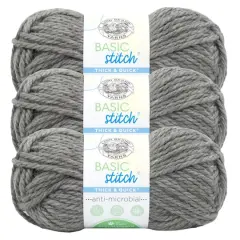 3 Pack Lion Brand&reg; Basic Stitch Antimicrobial Thick & Quick Yarn Smoke