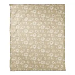 Cream and White Florals Coral Fleece Blanket