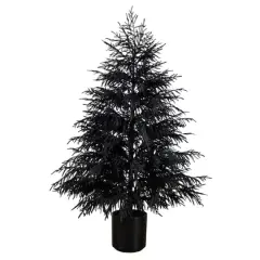 6ft. Artificial Halloween Real Touch Black Norfolk Pine Christmas Tree with Natural Look