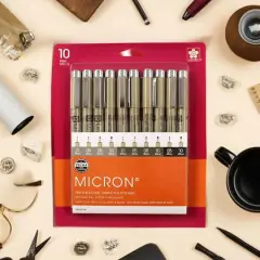 Pigma&reg; Micron&trade; Black & Gray 10 Piece Fine & Bold Line Pen Set