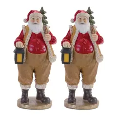 9.5" Farmer Santa with Lantern Figurines, 2ct.