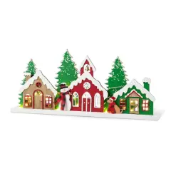 Glitzhome&reg; 20" Lighted Wooden Christmas Villages Table Decor