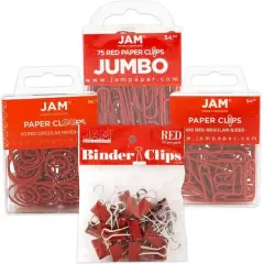 JAM Paper Office Clips Assortment Pack Red